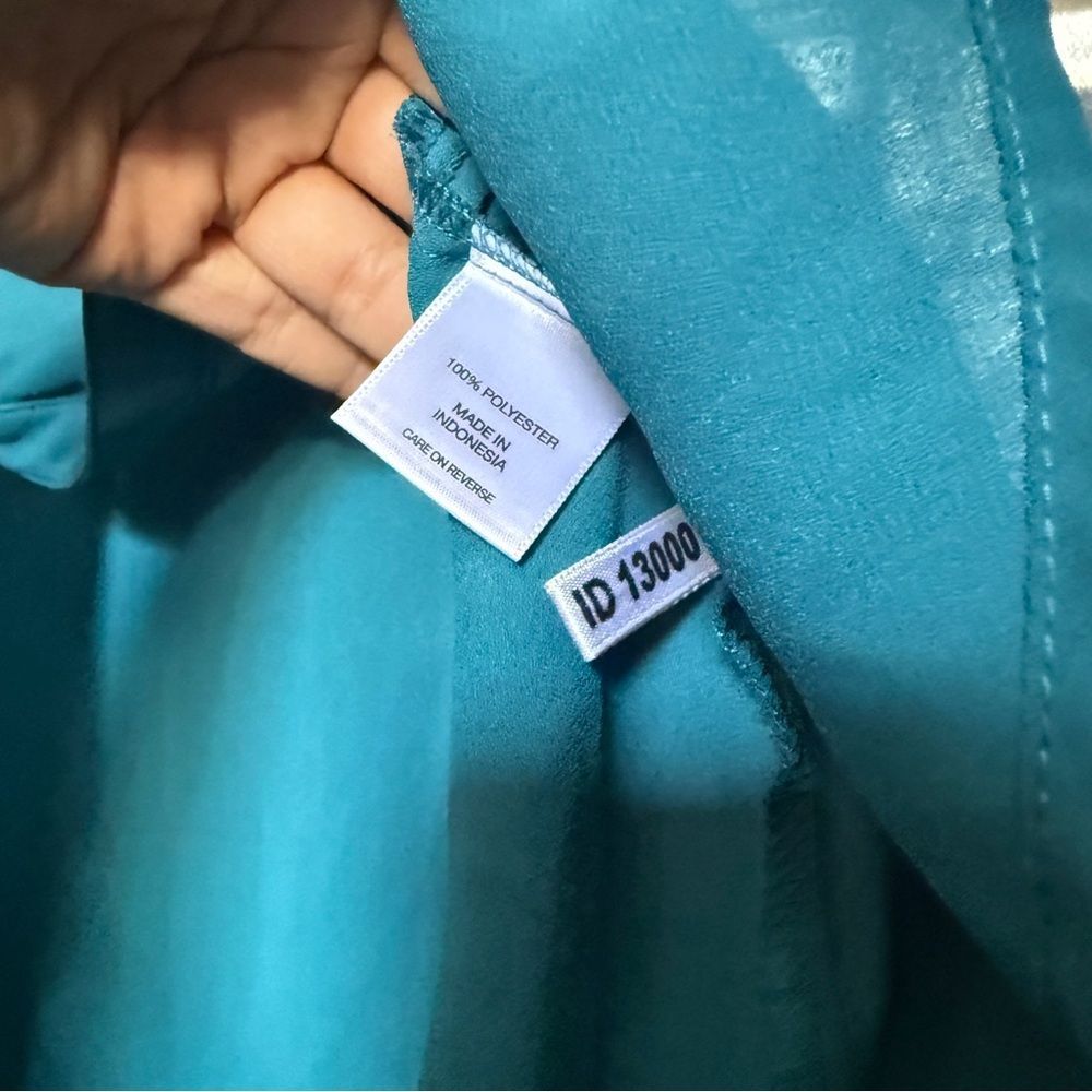 New York company Sleeveless Button-Front Blouse - Teal medium m chiffon A5 - Picture 4 of 5
